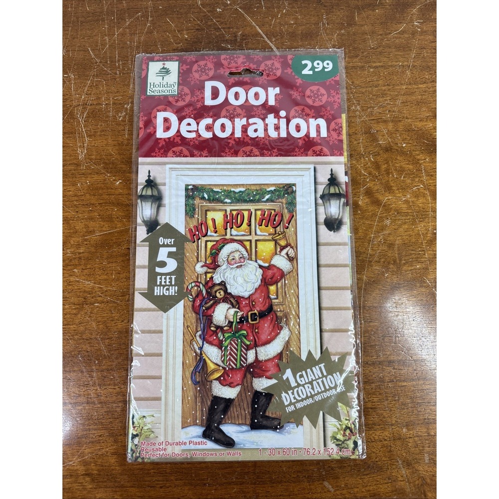Holiday Seasons Door Cover Santa Gifts Decoration 30x60 Christmas Plastic NOS